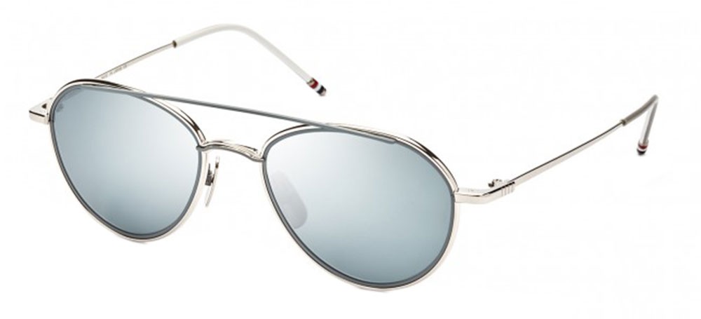 Thom Browne Sunglasses TB-109-B-T-SLV-GRY Silver Gray Frame Silver Mirrored Lens